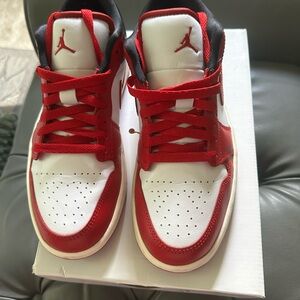 Women’s Red/black and White Air Jordan 1 Low Sneakers